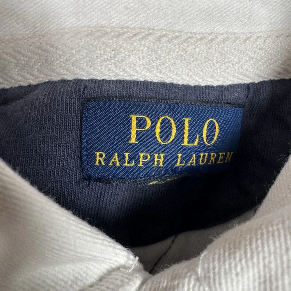 Polo Ralph Lauren Striped Rugby Polo Longsleeve Blue Youth size ? 15.5